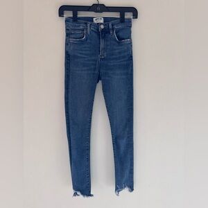 AGOLDE Women's Premium High Rise High Low Raw Hem Size 24